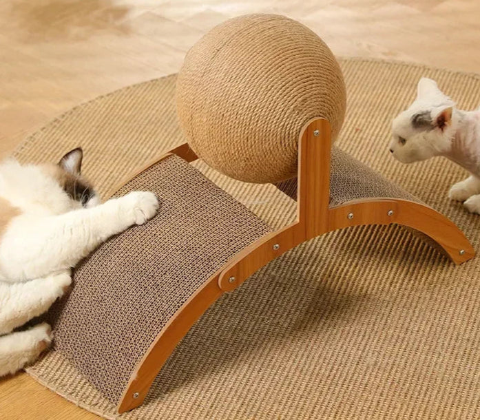 Wooden Cat Scratching Ball & Sisal Board – Durable Claw Grinder & Play Toy