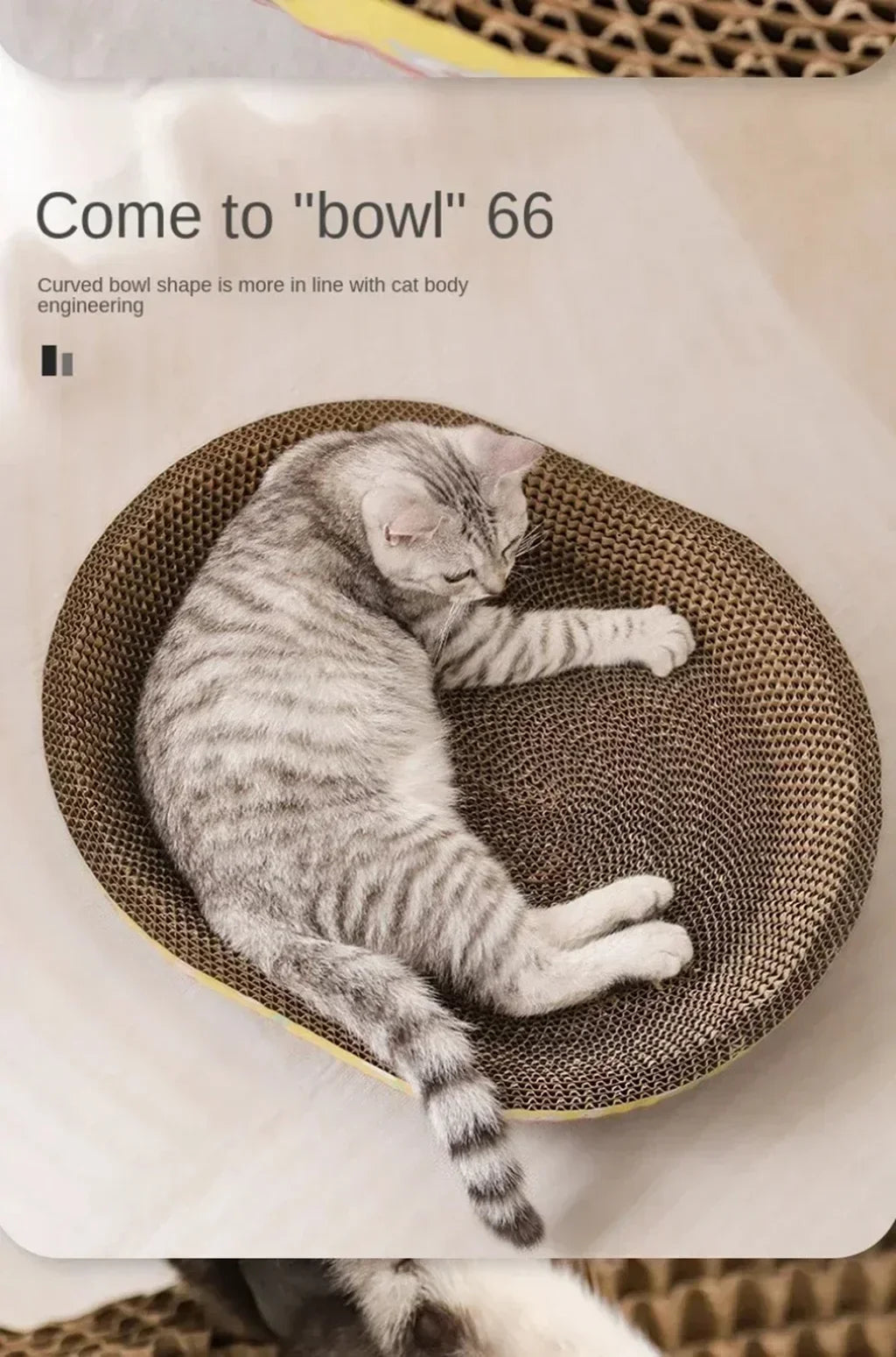 Oval Corrugated Cat Scratching Board – Claw Grinder, Bed & Toy in One