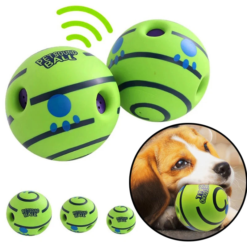 Interactive wobble wag giggle ball dog toy producing fun squeaky sounds without batteries