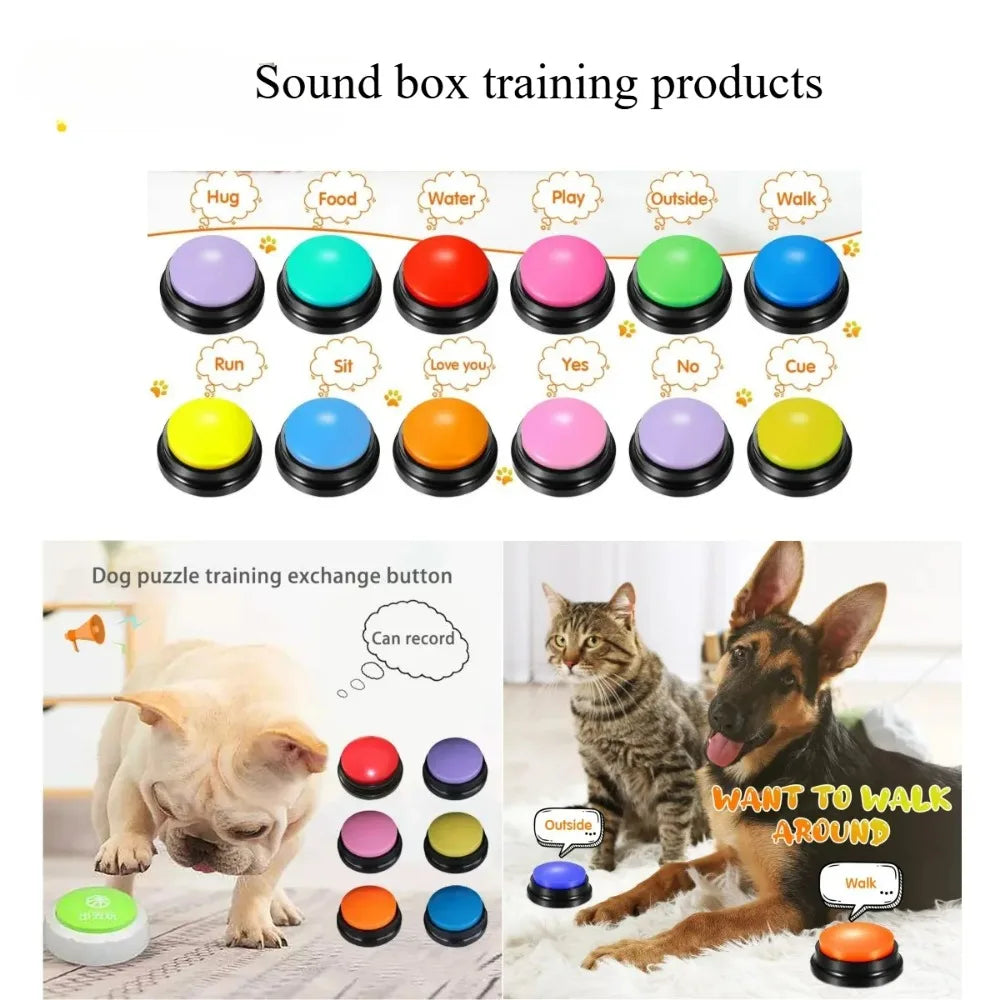 Dog communication buttons with 30-second voice recording – interactive buzzer toy for pet training and talking with dogs and cats.