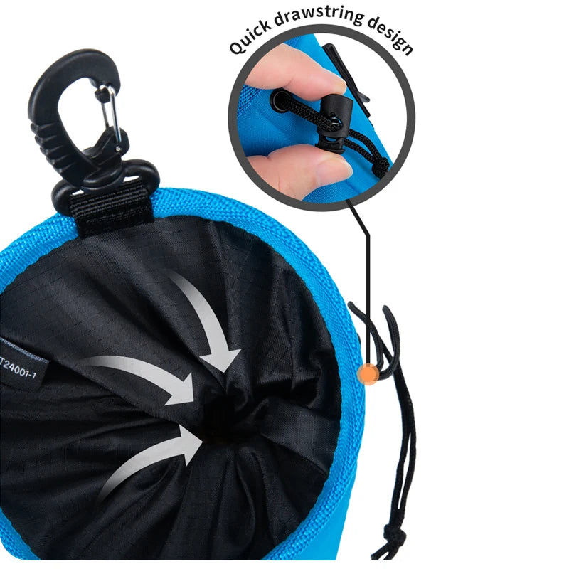 Outdoor Portable Dog Training Snack Bag for miniature breeds with clip-on design, quick-access treat pouch, and leash attachment.