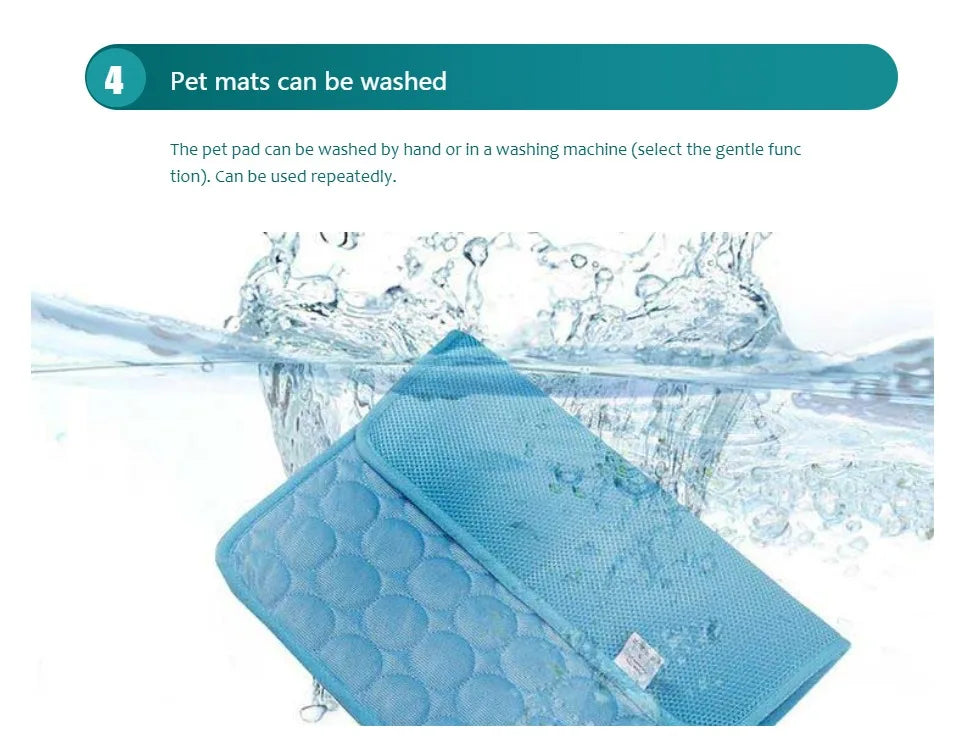 Self-Cooling Dog Mat for Summer – Washable Ice Silk Pad for Dogs