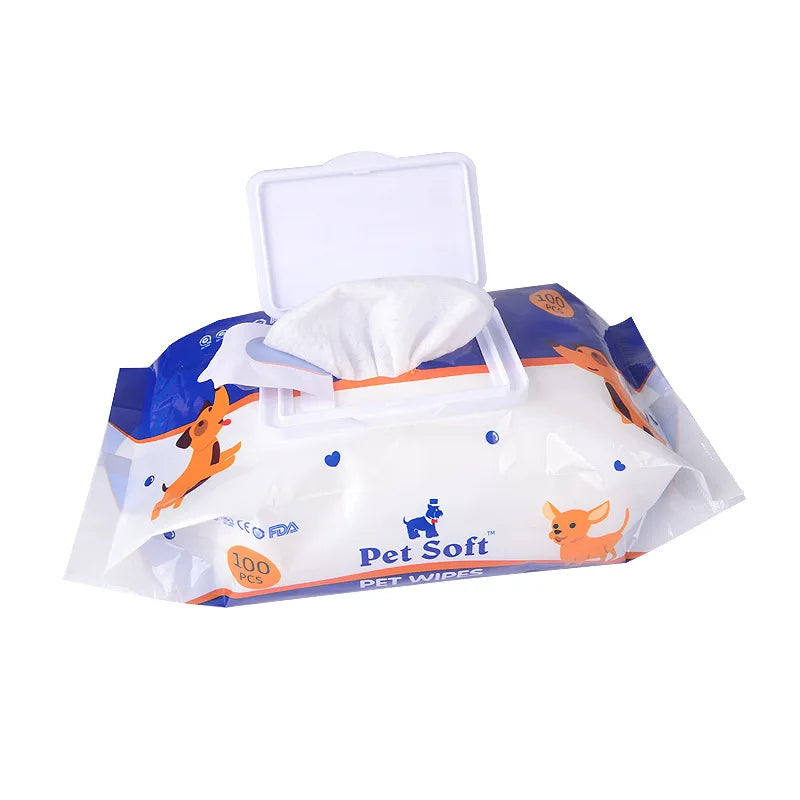 Pet-Specific Wet Wipes for Cats and Dogs – Odor-Eliminating Bottom Cleaning Wipes (100 Sheets)