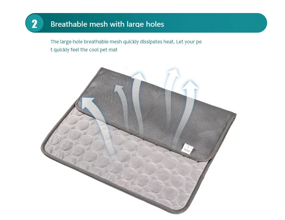 Self-Cooling Dog Mat for Summer – Washable Ice Silk Pad for Dogs