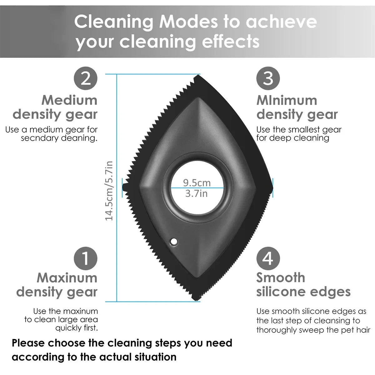 4-Mode Pet Hair Remover Brush – Reusable Tool for Furniture, Carpet & Car Seats