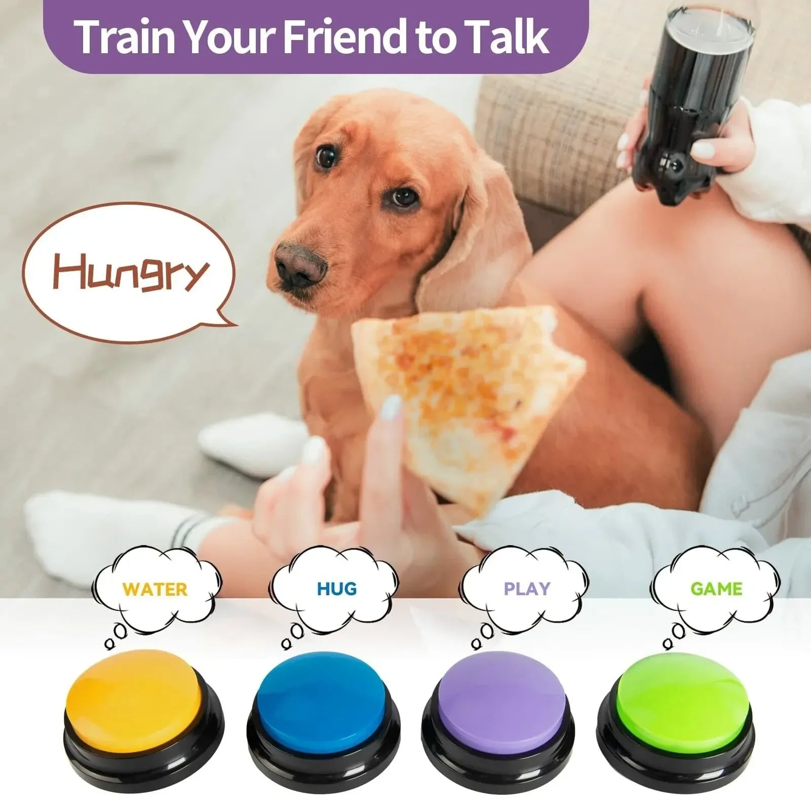 Dog communication buttons with 30-second voice recording – interactive buzzer toy for pet training and talking with dogs and cats.