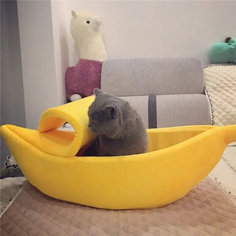 Cozy Banana Nest for Cats and Small Dogs