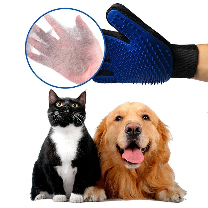 Silicone Pet Grooming Glove – Hair Removal & Bath Brush for Cats & Dogs