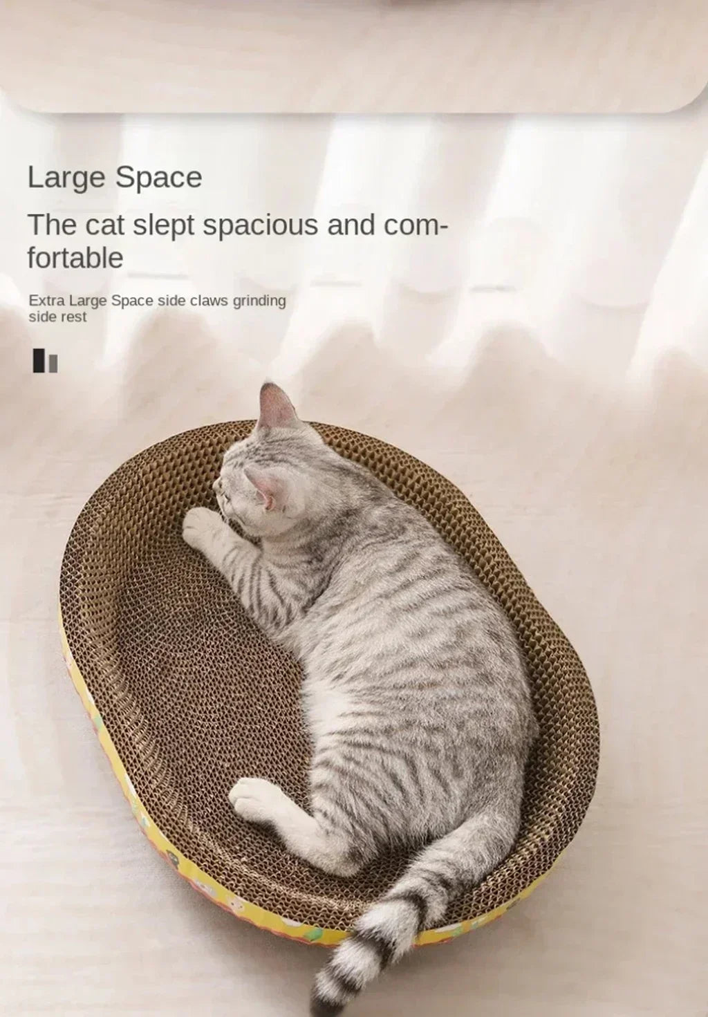Oval Corrugated Cat Scratching Board – Claw Grinder, Bed & Toy in One