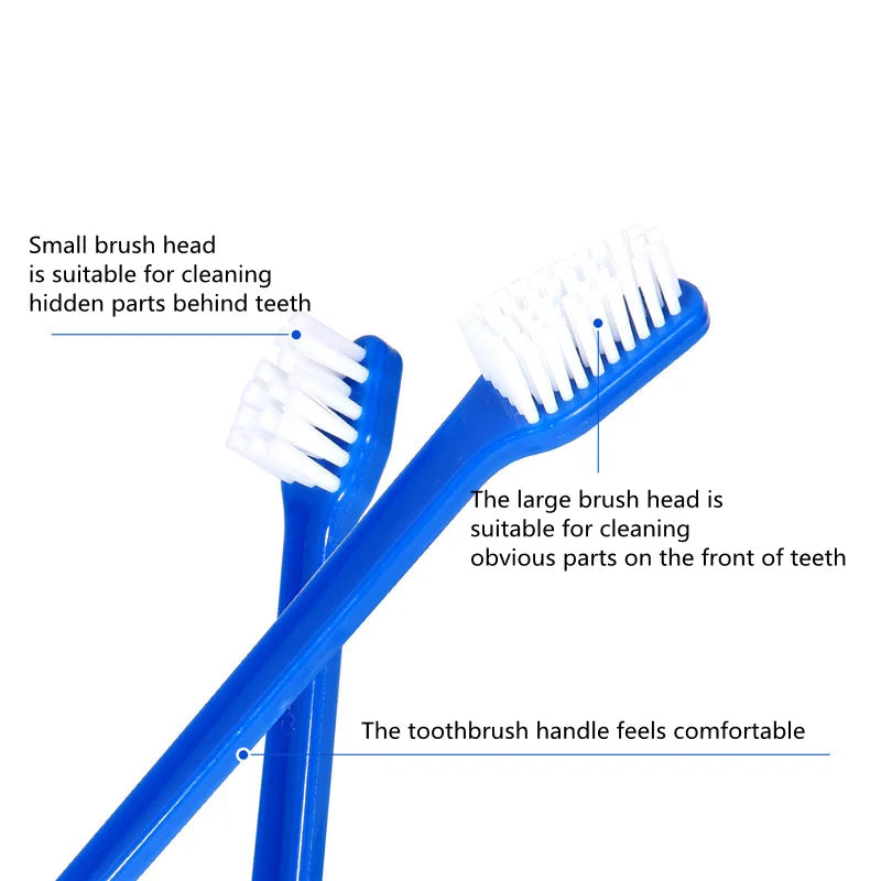 Dual-Ended Pet Toothbrush with Large & Small Heads for Thorough Oral Hygiene