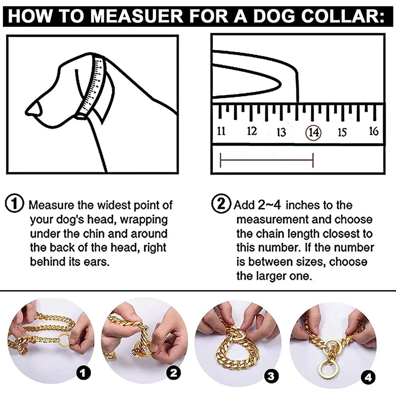 Heavy-Duty Dog Chain Collar – Stainless Steel Choke Slip Collar for Training & Control