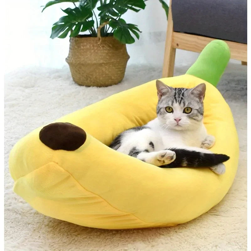 Cute & Cozy Banana Pet Bed for Cats and Small Dogs – Soft, Fun, and Washable