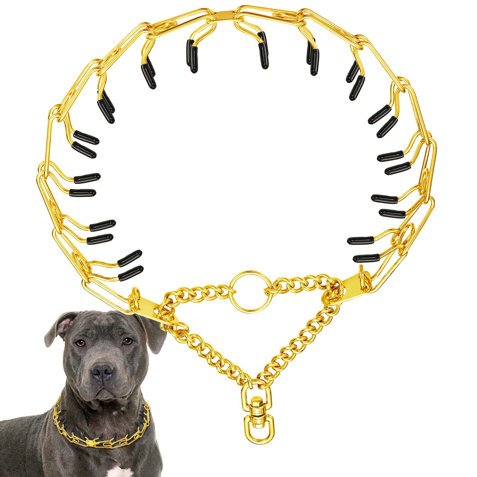 Stainless Steel Prong Pinch Dog Collar with Quick Release – Adjustable No-Pull Training Collar