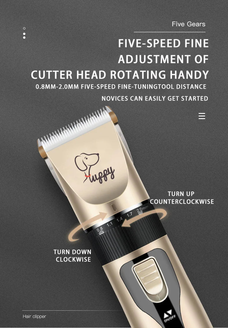 Rechargeable Pet Grooming Clipper Kit – Quiet, Cordless & Adjustable for Dogs and Cats