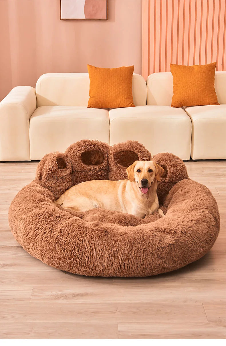 Fluffy Paw-Shaped Dog Bed for Small to Large Pets