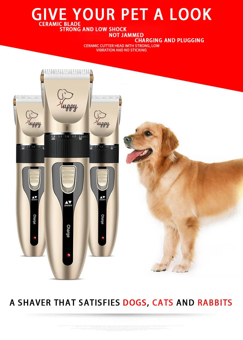 Rechargeable Pet Grooming Clipper Kit – Quiet, Cordless & Adjustable for Dogs and Cats