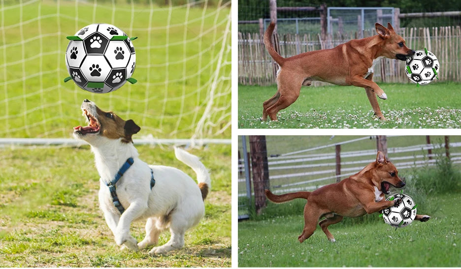 Interactive Soccer Ball Toy for Dogs – Lightweight with Nylon Ribbons for Tug Play