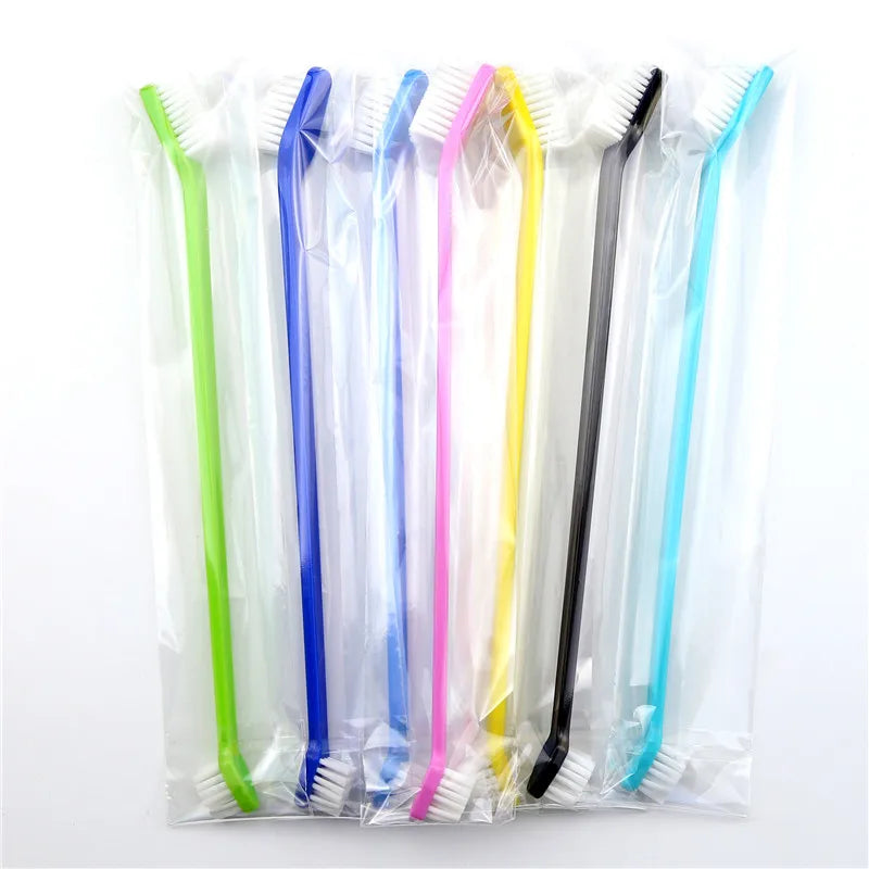 Dual-Ended Pet Toothbrush with Large & Small Heads for Thorough Oral Hygiene