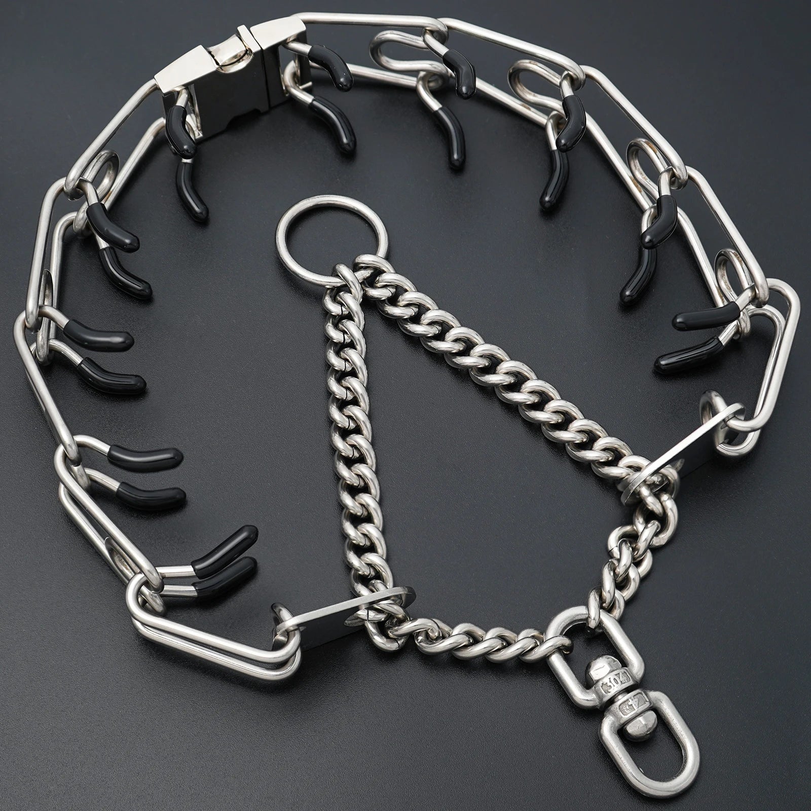Stainless Steel Prong Pinch Dog Collar with Quick Release – Adjustable No-Pull Training Collar
