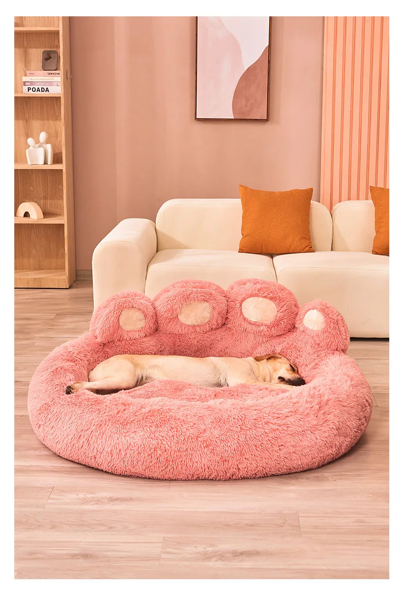 Fluffy Paw-Shaped Dog Bed for Small to Large Pets