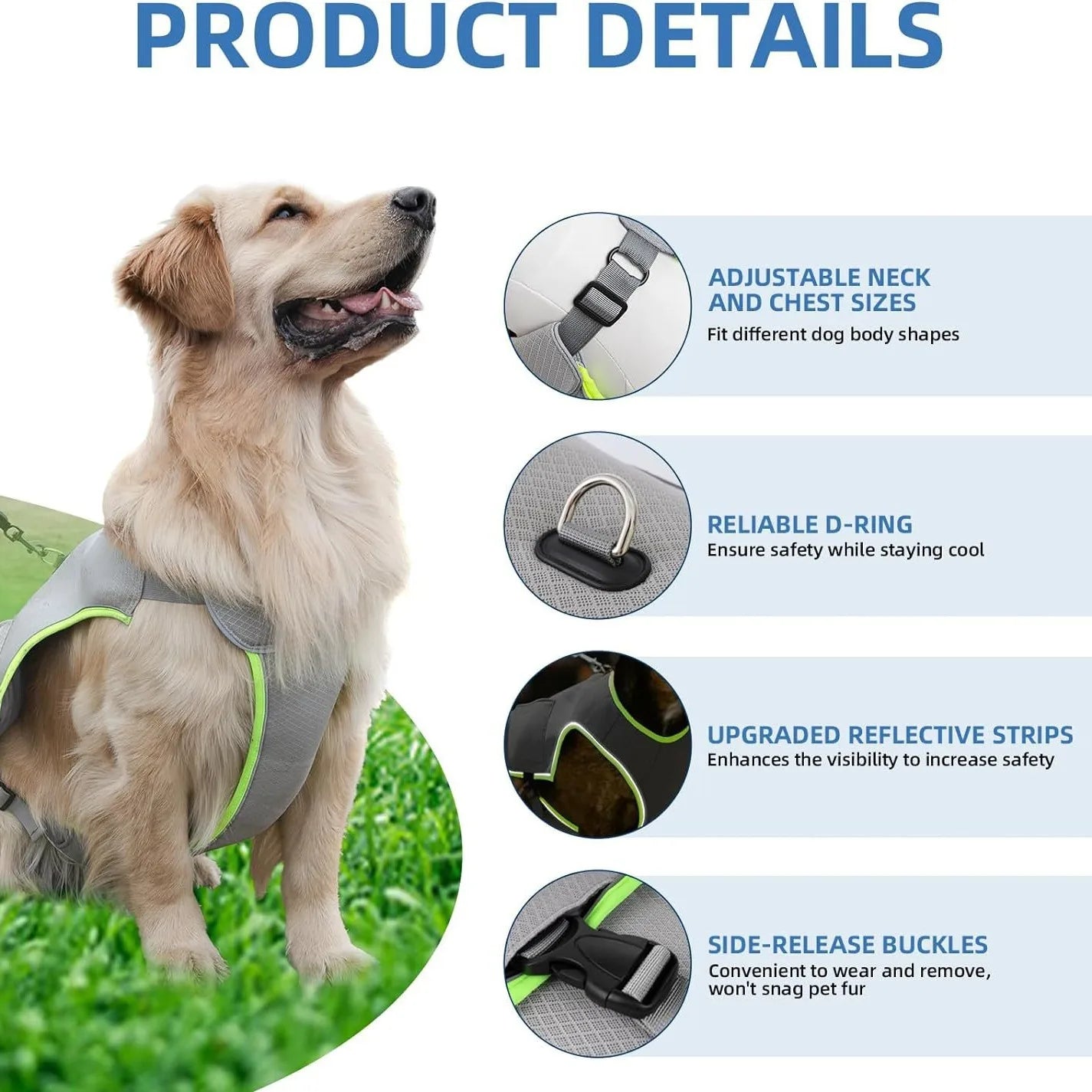 Cooling Dog Vest with Ice Pack – Breathable, Reflective & Adjustable Summer Harness