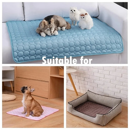 Self-Cooling Dog Mat for Summer – Washable Ice Silk Pad for Dogs