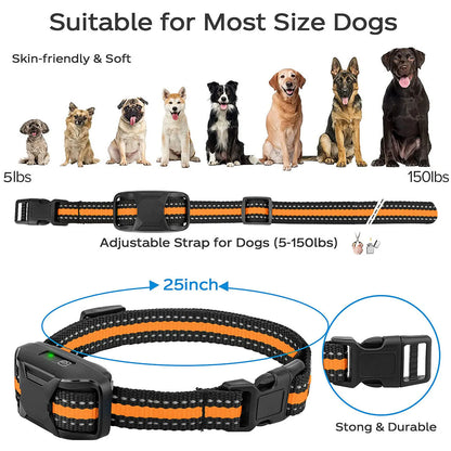 3300FT waterproof rechargeable dog training collar with remote, featuring beep, vibration, and shock modes for small, medium, and large dogs.