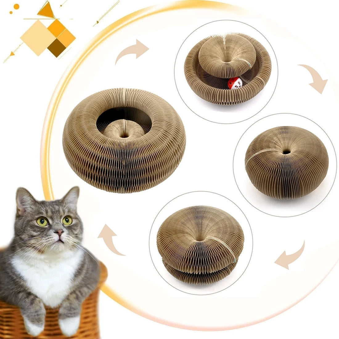 Magic Organ Cat Scratcher – Transformable Corrugated Toy for Claw Care &amp; Interactive Play
