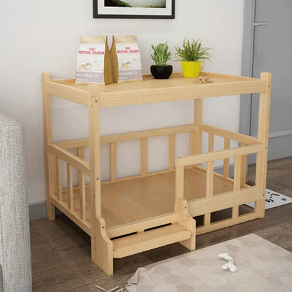 Wooden Large Dog Bed House with Upper and Lower Levels – Stylish, Durable Pet Furniture