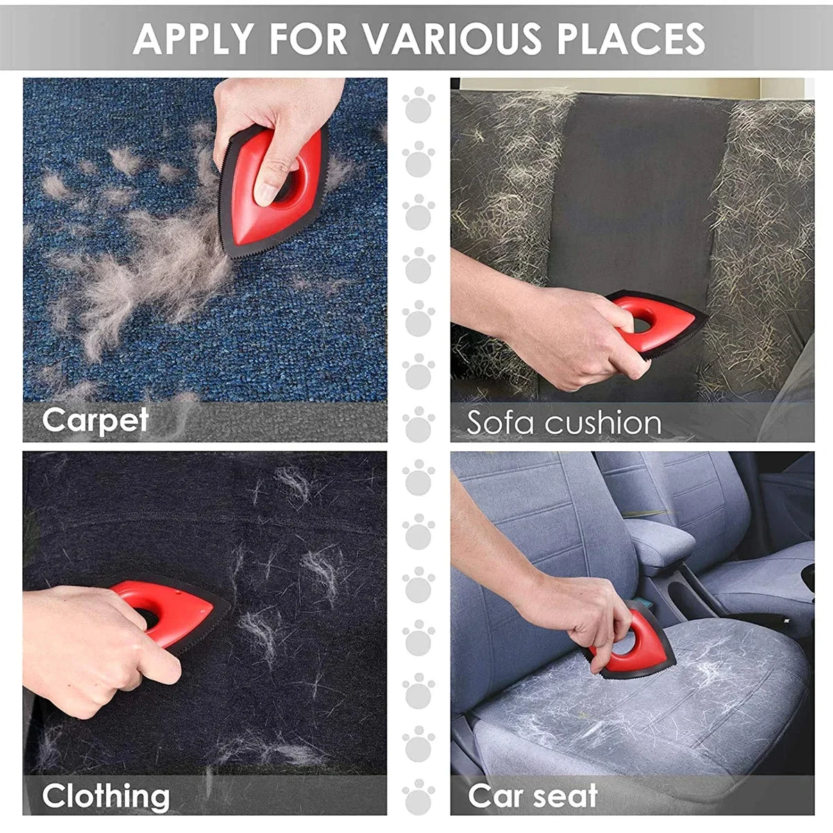 4-Mode Pet Hair Remover Brush – Reusable Tool for Furniture, Carpet &amp; Car Seats