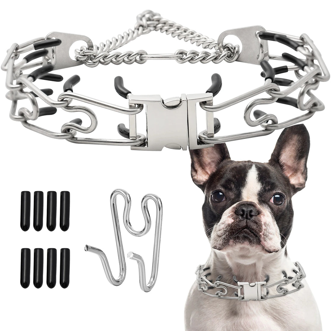 Stainless Steel Prong Pinch Dog Collar with Quick Release – Adjustable No-Pull Training Collar