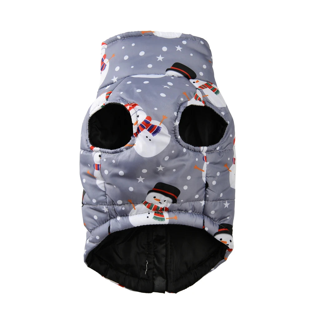 Christmas Dog Jacket with Zipper &amp; D-Ring – Warm, Windproof &amp; Stylish
