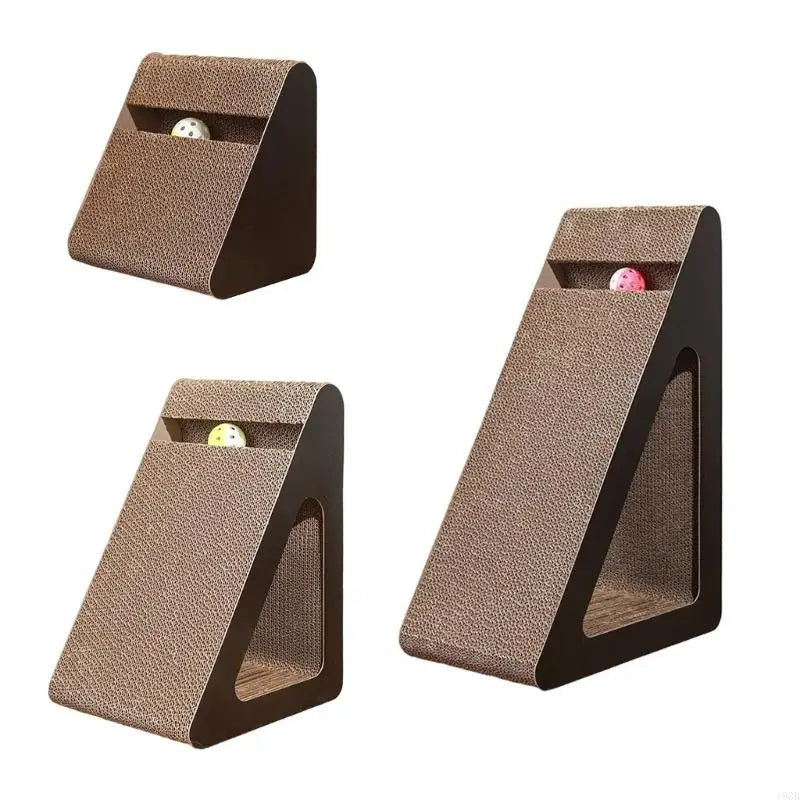 Triangular Cat Scratcher with Rotating Ball – Multiuse Claw Board for Play, Exercise &amp; Rest
