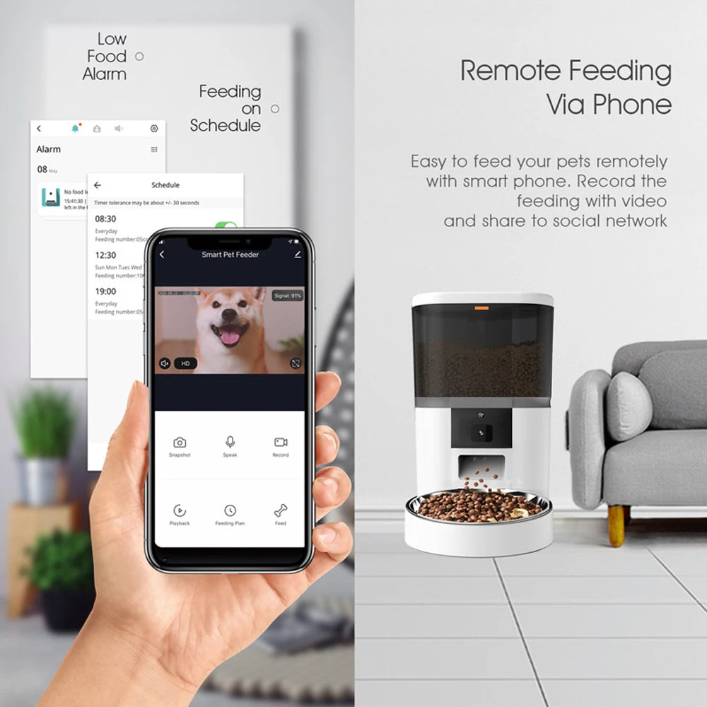 4L Automatic Pet Food Dispenser with Camera and App Control