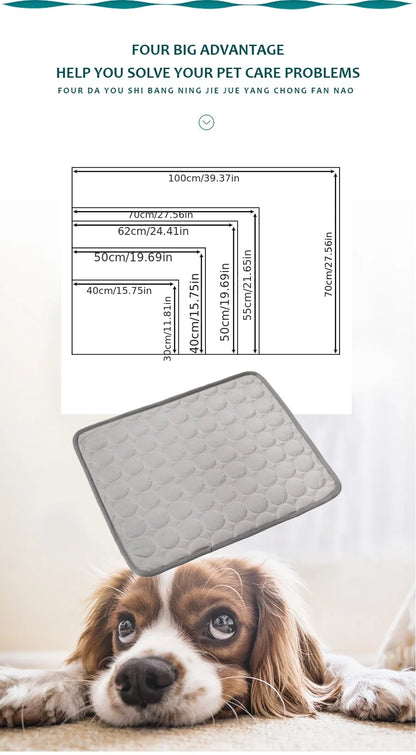 Self-Cooling Dog Mat for Summer – Washable Ice Silk Pad for Dogs