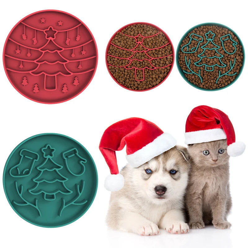 Christmas-Themed Silicone Slow Feeder Bowl – Fun &amp; Stress-Free Mealtime