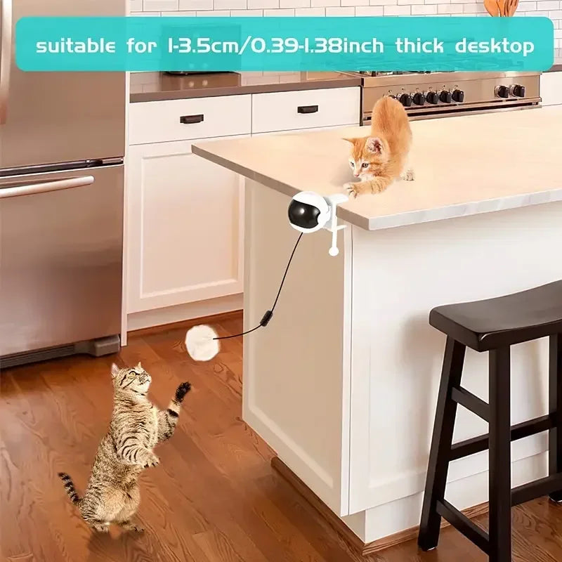 Interactive Electric Cat Teaser Toy – YoYo Lifting Ball with Motion, Flutter &amp; Rotation