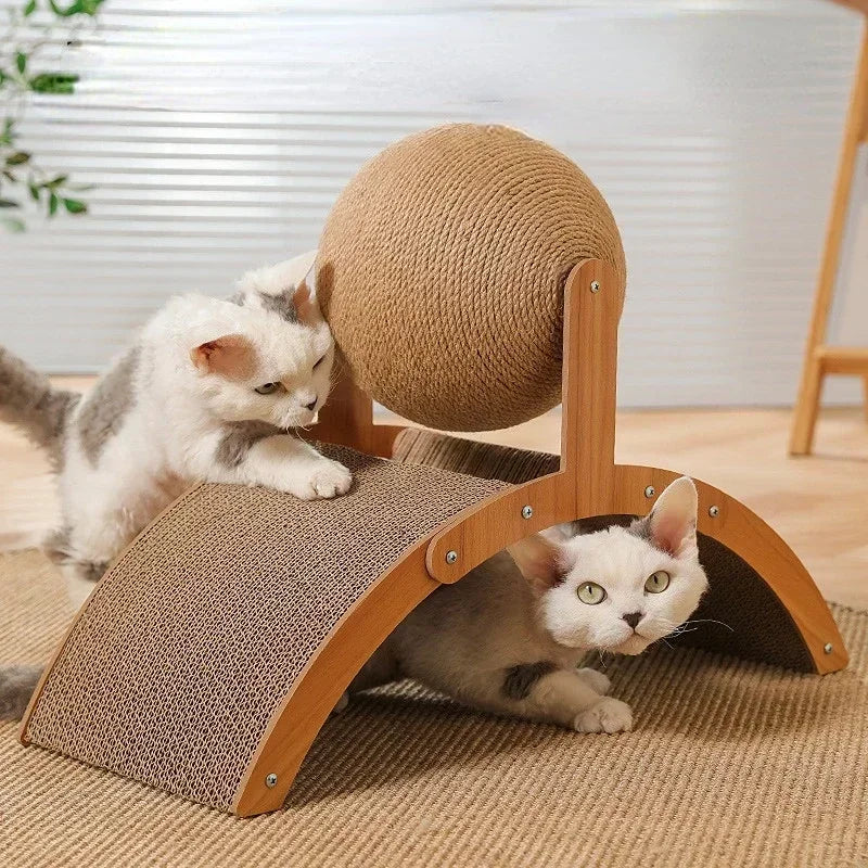 Wooden Cat Scratching Ball &amp; Sisal Board – Durable Claw Grinder &amp; Play Toy