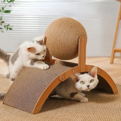 Wooden Cat Scratching Ball &amp; Sisal Board – Durable Claw Grinder &amp; Play Toy