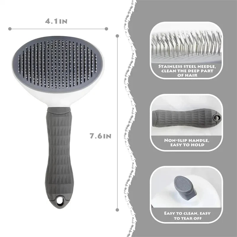 Self-Cleaning Pet Grooming Brush – One-Click Hair Removal for Cats &amp; Dogs