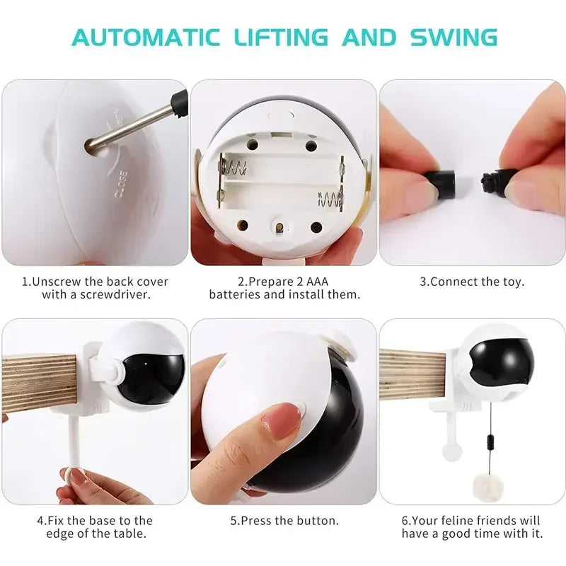 Interactive Electric Cat Teaser Toy – YoYo Lifting Ball with Motion, Flutter &amp; Rotation