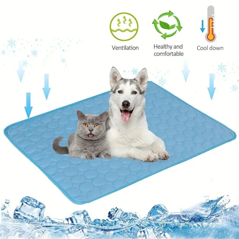 Self-Cooling Dog Mat for Summer – Washable Ice Silk Pad for Dogs