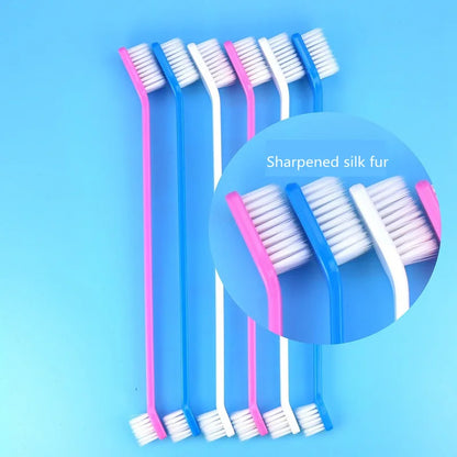 Dual-Ended Pet Toothbrush with Large &amp; Small Heads for Thorough Oral Hygiene