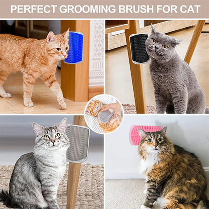 Corner Wall Pet Grooming Brush – Self-Grooming Hair Remover for Cats &amp; Dogs