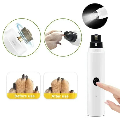 Rechargeable electric pet nail grinder with USB – Safe grooming clipper tool for trimming dog and cat nails at home.

