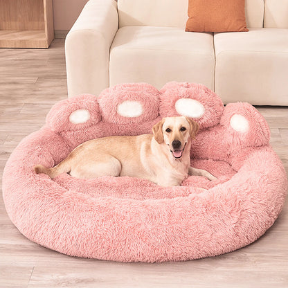 Fluffy Paw-Shaped Dog Bed for Small to Large Pets