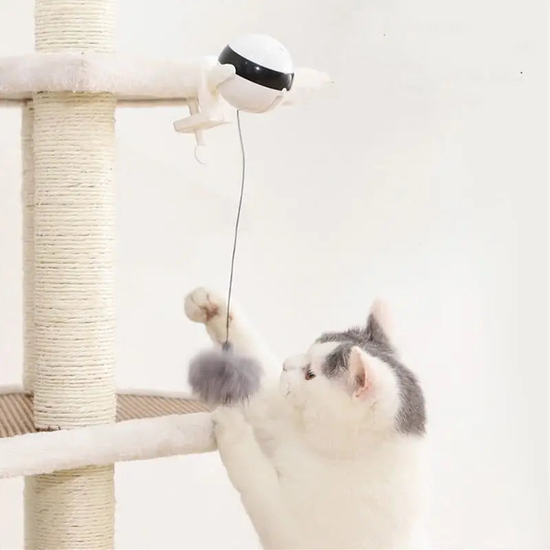 Interactive Electric Cat Teaser Toy – YoYo Lifting Ball with Motion, Flutter &amp; Rotation