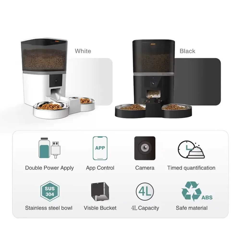 4L Automatic Pet Food Dispenser with Camera and App Control