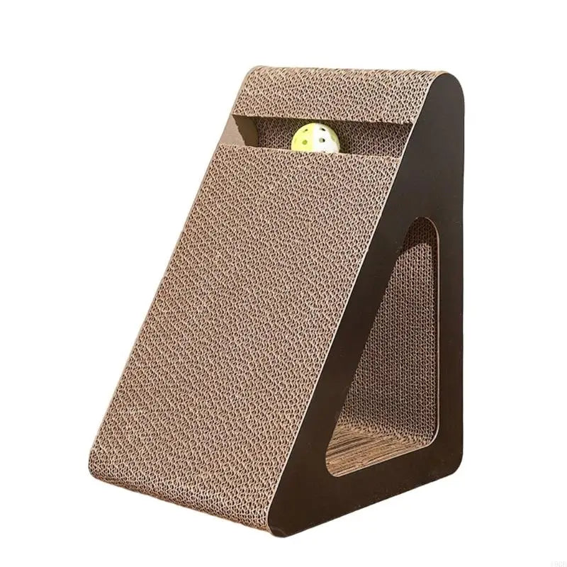 Triangular Cat Scratcher with Rotating Ball – Multiuse Claw Board for Play, Exercise &amp; Rest