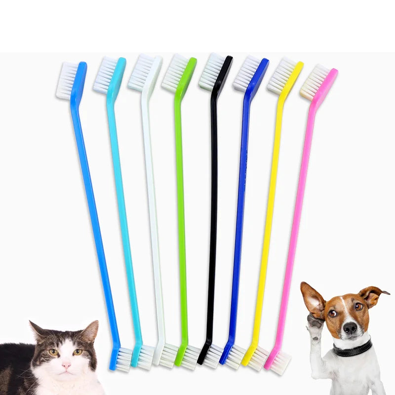 Dual-Ended Pet Toothbrush with Large &amp; Small Heads for Thorough Oral Hygiene